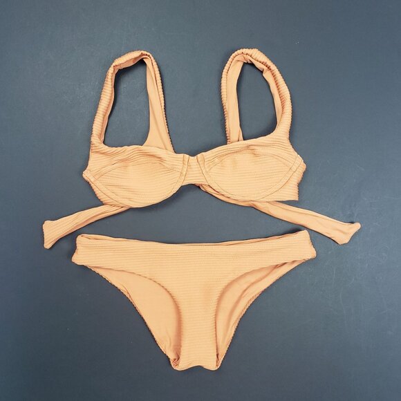 LSPACE Pointelle Rib Nikita Top & Sandy Bottom Classic Bikini Set Size XS Sienna - Picture 13 of 14